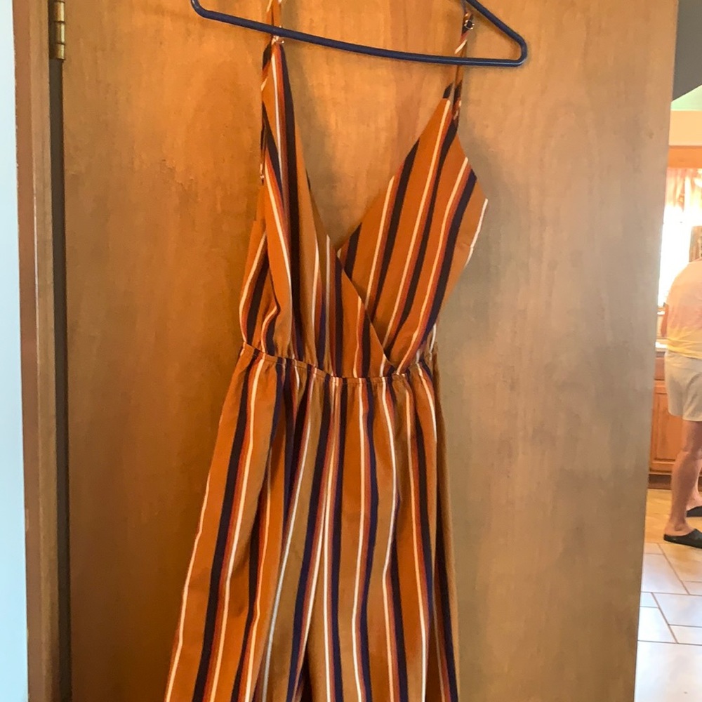 Rust Colored Jumpsuit With Stripes And Open Back - image 1